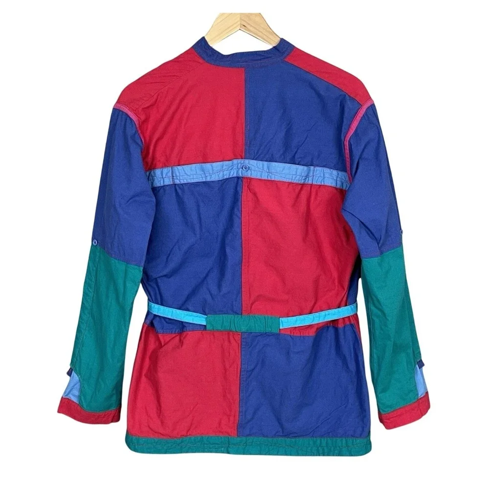 Vintage Maximalist Colorblock Patchwork Jacket Womens XL Reversible Boho Artsy‎